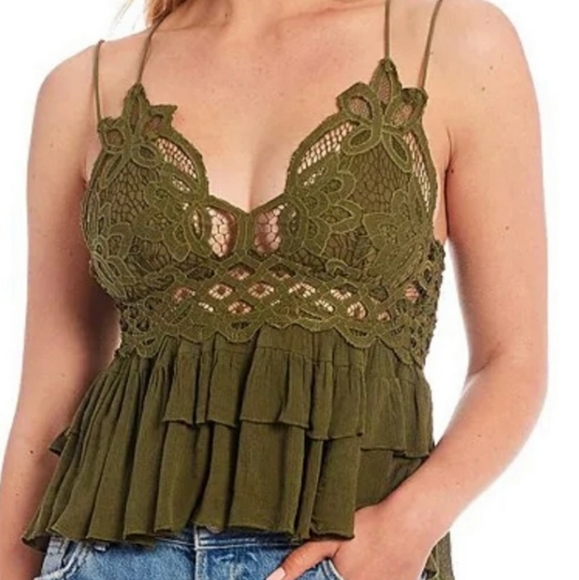 Free People Intimately Adella Cami Olive Sparrow S - Picture 1 of 6